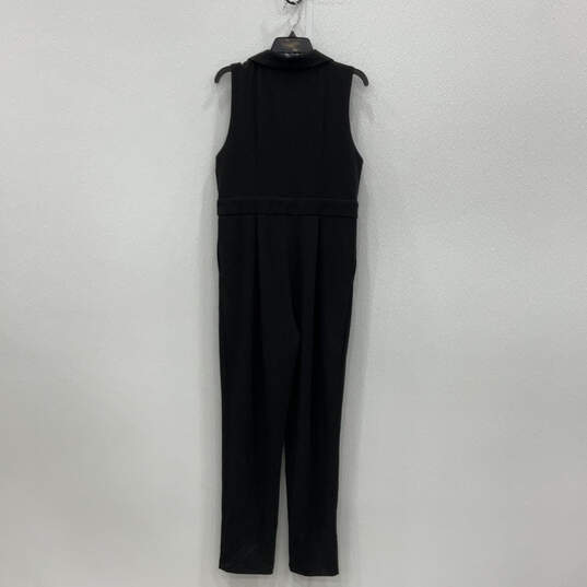 NWT Womens Black Tuxedo Satin Collare Knit Crepe One-Piece Jumpsuit Size L image number 2