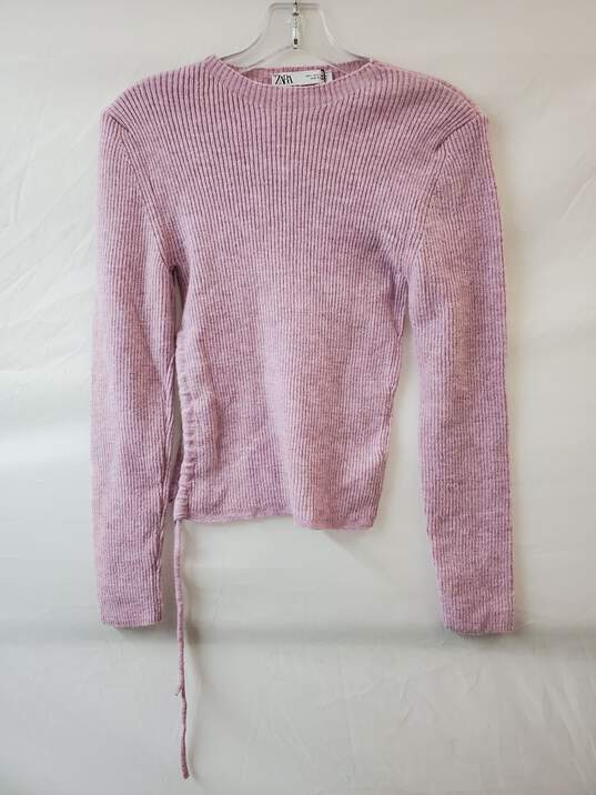 Zara Pink Ribbed Acrylic Sweater Size L image number 1