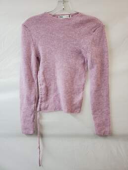Zara Pink Ribbed Acrylic Sweater Size L