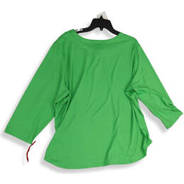 NWT Womens Green 3/4 Casual Sleeve Tie Neck Pullover Blouse Top Size 2X alternative image