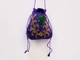 Purple Beaded Pouch Bag