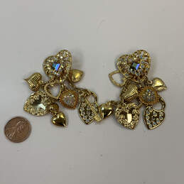 Designer Kirks Folly Gold-Tone Heart Charm Rhinestone Dangle Earrings alternative image