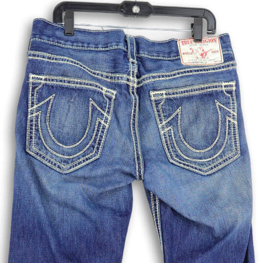 Womens Blue Denim Medium Wash 5 Pocket Design Straight Jeans Size 34 image number 4