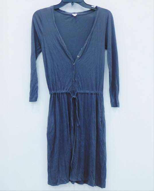 J. CREW Women's Gray Drawstring V-Neck Henley Dress Size XS image number 1