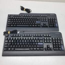 Lot of Two Lenovo USB PC Keyboards Model KB1021 & KU-0225 Untested