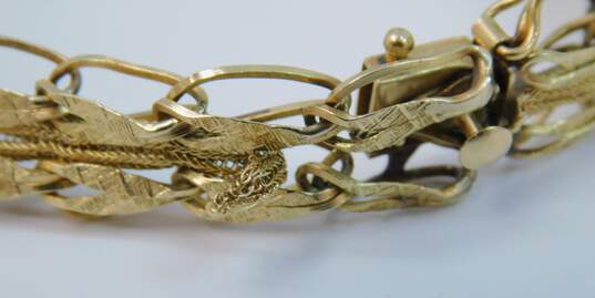 Vintage 14K Yellow Gold Fancy Leaf Detail Bracelet 15.3g image number 6