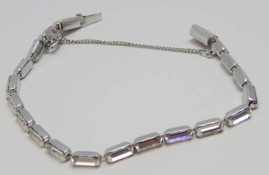 Vintage Icy Rhinestone Silver Tone Necklace, Bracelet & Clip On Earrings 67.8g image number 6