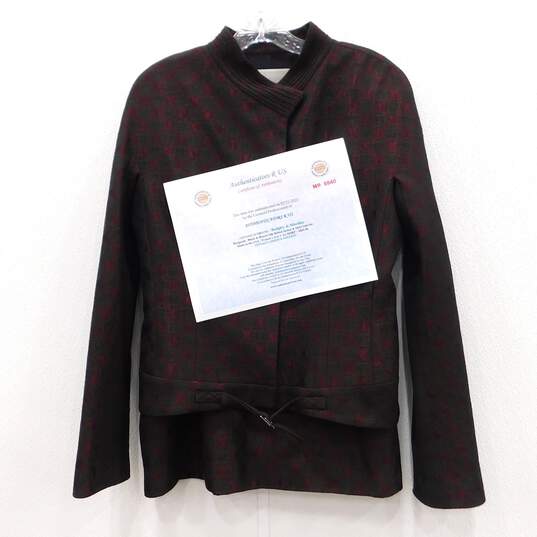 Badgley & Mischka Burgundy Silk Skirt Suit Set image number 1