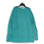 Womens Turquoise Blue Long Sleeve Round Neck Thumb Hole Tunic Top Size M image number 1