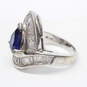 Sterling Silver Blue Sapphire with CZ Accents Ring, Size 6 - 6.4g image number 3