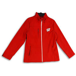 Mens Red University of Wisconsin Mock Neck Full-Zip Jacket Size Large