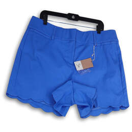 NWT Womens Blue The Allie Flat Front Scalloped Hem Chino Shorts Size 16