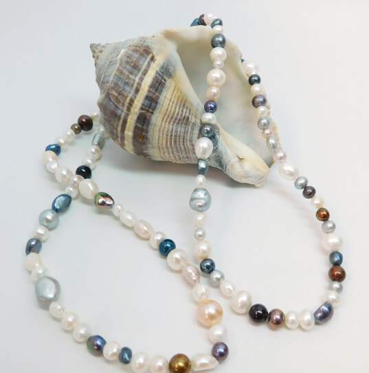 Artisan Dyed Pearl & Amethyst Beaded Necklaces & Bracelet image number 4