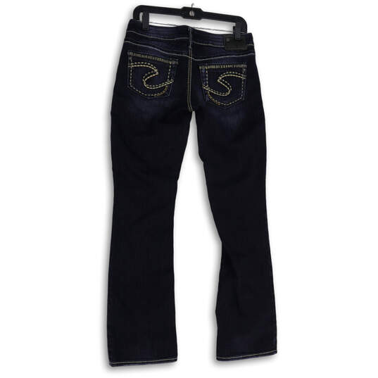 Womens Blue Denim Medium Wash 5-Pocket Design Bootcut Jeans Size 28x33 image number 2