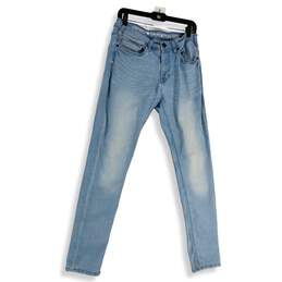 Mens Blue Stretch Light Wash Pockets Denim Straight Leg Jeans Size 31X32