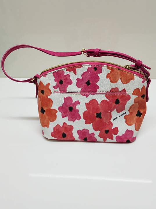 AUTHENTICATED Dooney and Bourke Pink and Orange Floral Patterned Crossbody Bag image number 3