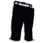 Womens Black Flat Front Slash Pocket Drawstring Hem Capri Pants Size 8 image number 1