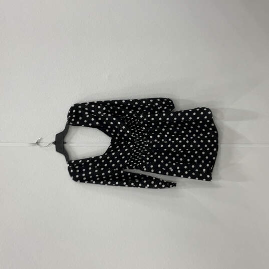 NWT Womens Black Polka Dot Long Sleeve V-Neck Back Zip Mini Dress Size S image number 2