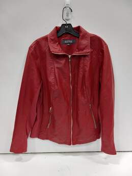 Kenneth Cole Reaction Women's Red Faux Leather Jacket Size 1X