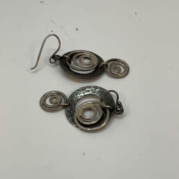 Designer Silpada 925 Sterling Silver Round Spiral Hammered Drop Earrings alternative image