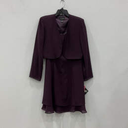 NWT Womens Purple Back Zip A-Line Dress With Long Sleeve Jacket Size 10