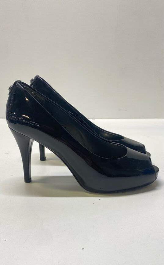 Stuart Weitzman Patent Leather Peep Toe Heels Black 7 image number 1