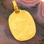 18K Yellow Gold Religious Baptism Etched Oval Pendant 3.6g image number 1