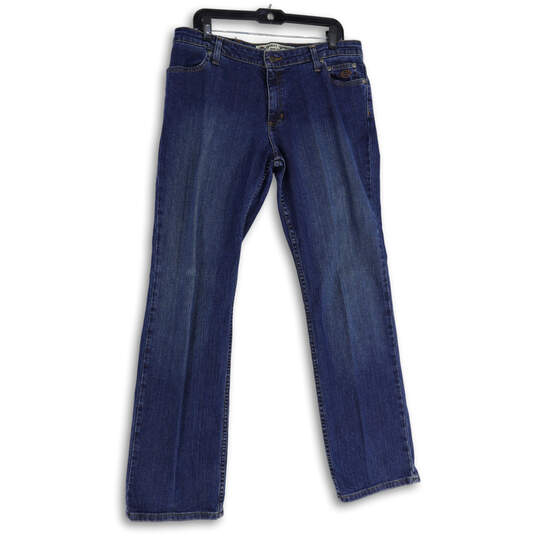 Womens Blue Denim Medium Wash 5 Pocket Design Straight Jeans Size 14L image number 4