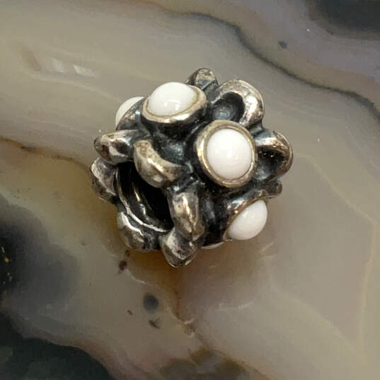 Designer Pandora S925 ALE Sterling Silver Forget Me Not White Beaded Charm image number 2