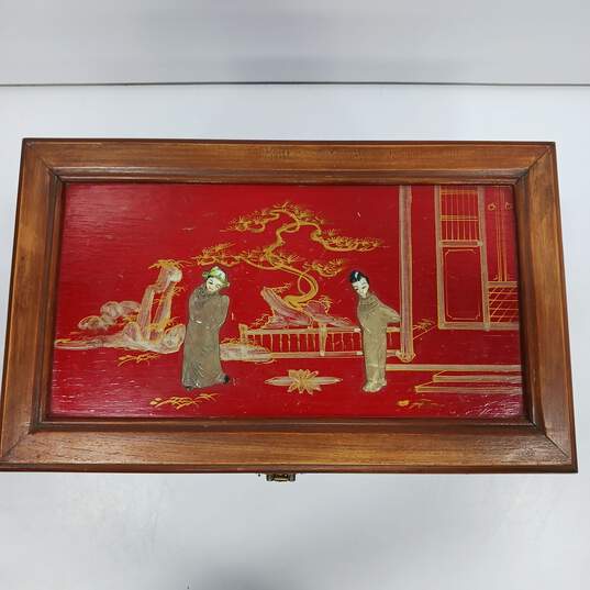 Chinese Wooden Shell Inlay Jewelry Box image number 3