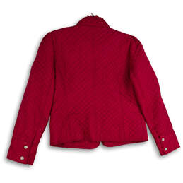 Womens Magenta Mock Neck Long Sleeve Full-Zip Quilted Jacket Size Large alternative image