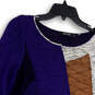 Womens Multicolor Stretch Knitted Round Neck Pullover Sweater Size 14 image number 3