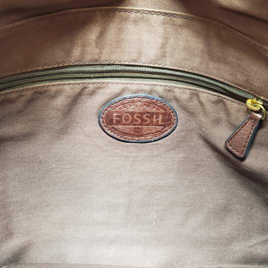 Fossil Rich Brown Pebbled Leather Snap Closure Messenger Bag Crossbody Handbag image number 4