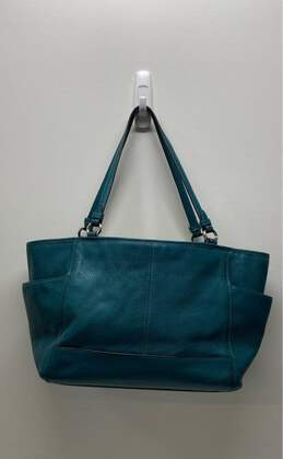 COACH Green Leather Top Zip Tote Bag