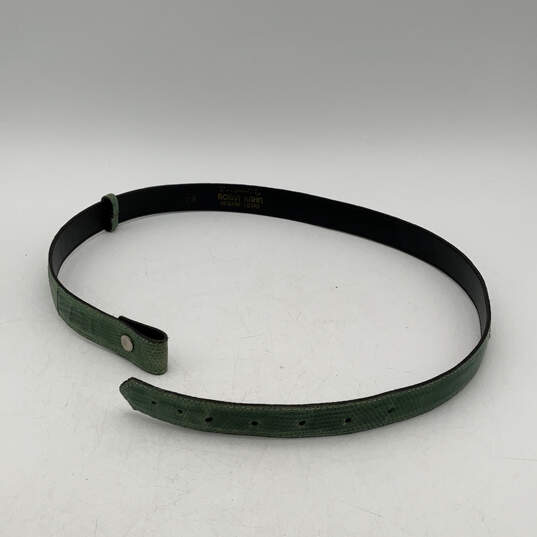 Womens Green Textured Leather Genuine Lizard Adjustable Waist Belt Size 28 image number 1
