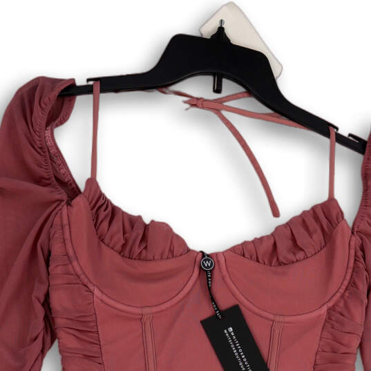 NWT Womens Pink Corset Spaghetti Strap Back Zip Cropped Top Size Medium image number 3