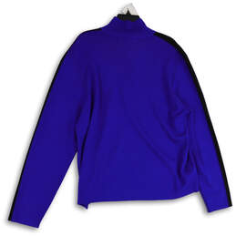 Mens Black Tight-Knit 1/4 Zip Mock Neck Long Sleeve Pullover Sweater Size L alternative image