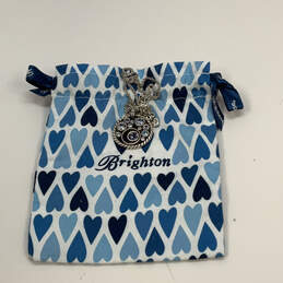 Designer Brighton Silver-Tone Tanzanite Halo Pendant Necklace With Dust Bag