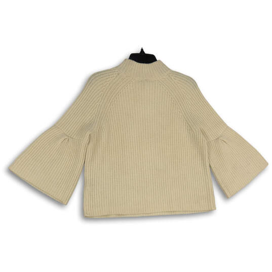 NWT Womens Beige Knitted Turtleneck Bell Sleeve Pullover Sweater Size Small image number 2