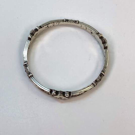 Designer Brighton Silver-Tone Clear Crystal Round Shape Bangle Bracelet image number 2