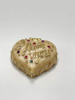 Monet Gold Tone Embellished Heart Shape Jewelry Box 89.6g J-0527300-F-02