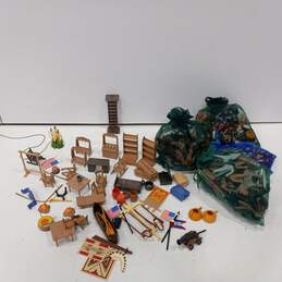 Bundle of Vintage Playmobil Toy Figure Sets - Native Americans/Cowboys/Animals