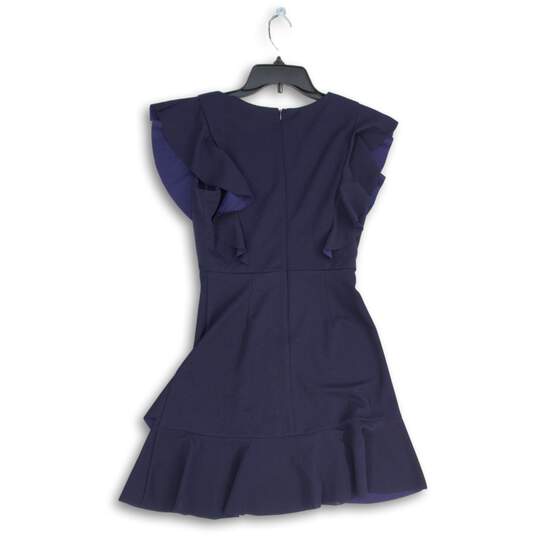 Altar'd State Womens Navy Blue Surplice Neck Ruffle Hem Mini Dress Size S image number 2