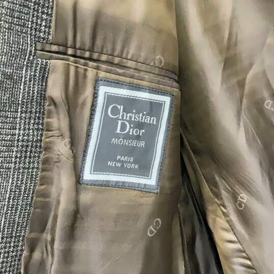 Christian Dior Mens Brown Gray Blazer & Pants 2 Piece Suit Set Size 48L With COA image number 8