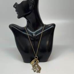 Designer J. Crew Gold-Tone Link Chain Lobster Clasp Tassel Pendant Necklace