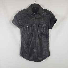 Rough Trade Women Black Leather Button Up SZ S