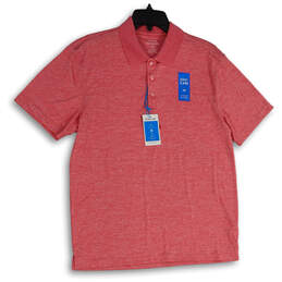 NWT Mens Pink Heather Spread Collar Short Sleeve Polo Shirt Size Medium