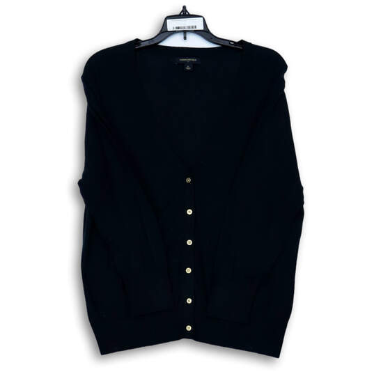 Womens Navy Blue V-Neck Long Sleeve Button Front Cardigan Sweater Size XL image number 1