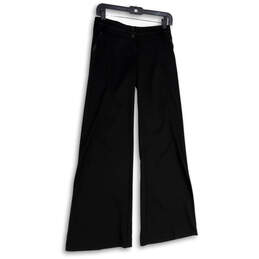 NWT XOXO Womens Black Flat Front Slash Pockets Wide Leg Dress Pants Sz 1/2