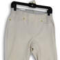 Womens White Flat Front Pockets Pull-On Skinny Leg Ankle Pants Size Large image number 3